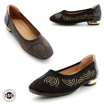 [큐빅장식] 여자 멋스러운 반짝이 쿠션 캐주얼 사각 금장식통굽 펌프스 단화 2cm