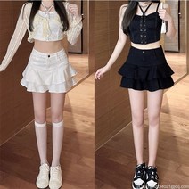 라오농 짧은 미니 프릴 A라인 치마바지 데님 치마 스커트 여 +KIR07X