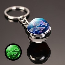 귀여운 판타지 야광 12 별자리 열쇠 고리 자동차 펜던트 시간 돌 유리 공 액세서리, 12 Pisces