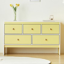 페즈 1200 2단 5칸 와이드 수납 장식장 티비장 미니 원룸 선반 모던 다용도 TV 서랍장 티비다이, 옐로우