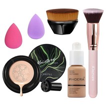 머시룸 헤드 에어 쿠션 CC 크림 파운데이션 풀 커버리지 메이크업 브러시 스폰지 컨실러 매트 오일 컨트롤 방수104 버프 베이지 + 내추럴 773093, 105 Sand + Natural CC