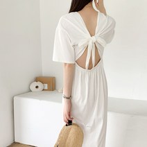 시원한백트임 리본스트랩 반팔 롱 원피스(ops1454)