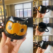 스타벅스 대만 할로윈 MD 검정 고양이 호박 머그컵 텀블러 유리컵 보온 주머니 카페 굿즈 홈카페, 밝은 황색