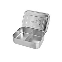 LunchBots 소형 스낵 포장기 유아 도시락 상자 - 초소형 분할 스테인리스 스틸 스낵 용기 - 과일 야채 및 핑거 푸드용 2칸 - 식기 세척기 안전 - 스테인리스 뚜껑