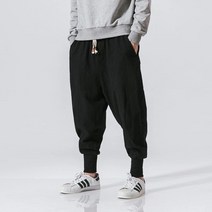 면 린넨 하렘 바지 남성 솔리드 탄성 허리 streetwear 조깅 2022 새로운 헐렁한 드롭 가랑이 바지 캐주얼 바지 남성