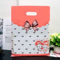 사각 핑크리본 비닐쇼핑백 50매_럭키데이2016 의류매장 팬시점 옷가게 매장 안경점 비닐선물가방, 사각 핑크리본 비닐쇼핑백 소형 50매_럭키데이2016