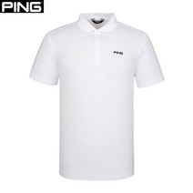 핑 여름 화이트 남성 솔리드 카라 반팔 티셔츠 112B2TO901_WH