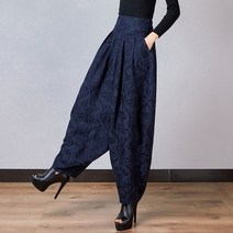 YI MING 빅사이즈 여성 똥싼바지 린넨바지 와이드형 배기팬츠 항아리바지 깔끔한 한복바지 밴딩와이드 F406