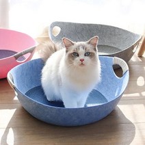 고양이 펠트 바스켓 방석포함 고양이용품, 핑크