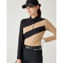 헤지스골프 여성용 컬러 블록 기모 카라 티셔츠 HWTS1D913