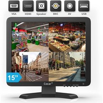 8인치 CCTV 모니터 VGA HDMI AV BNC USB 오디오 인/아웃 포트가 있는 TFT LCD 보안 스크린 내장 스피커, 03 15 inch