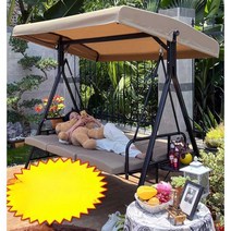 정원 그네 의자 포토존 옥상 카페 인테리어 흔, 3인용 등받이 조절 파나마 업그레이드