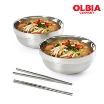 [서원상사] 스텐304 27종 이중진공 면기 4P세트(젓가락포함)/냉면그릇/탕기/진공대접/국그릇/탕그릇/라면기/냉면기, 01_18cm 4P