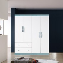 솜씨방가구 심플 1600옷장세트 긴문장1+투서랍장1, 블루화이트, 01_옷장 + 투서랍장