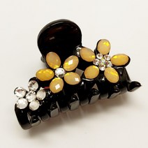 SUNNYDAY 진주 큐빅 꽃 헤어집게핀 반머리 반묶음 파스텔 컬러 플라워 성인 여성 집게핀 헤어핀 머리핀 삔D4