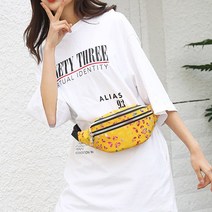 AZMON 레인보우 나비 포인트 캐주얼 힙색 가방 2v 2.5L 65g 초경량 허리 힙쌕 웨이스트백, 옐로우, 31cm*13cm*8cm