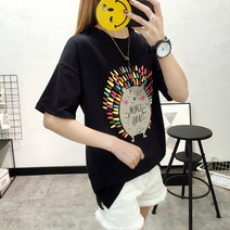 데이홀릭 3119-2 여성용 반팔 여름 나염 면티 반팔티 반소매