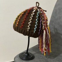 귀여운 니트 비니 땋은 머리 가발 여자 여성 모자 군밤 할머니 방울 겨울 밍크 장수 털실 아기 에스키모 귀마개 목도리
