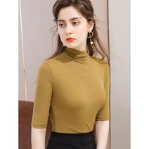 반 하이넥 찰랑 모달 반팔 티