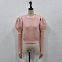 뜨개진 여성용 숄더퍼프 토시 하프 블레스 라운드 니트