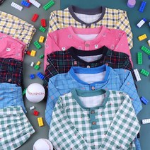 오브 유아동 공용 데이즈 체크 피치기모 상하세트 마약잠옷 홈웨어 아동잠옷 실내복
