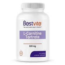 BESTVITE L-카르니틴 타르트레이트 캡슐 당 500mg (120캡슐) - 스테아레이트 없음 - GMO 프리 - 글루텐 프리, 수량, 상세참조