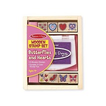 Melissa & Doug 나비와 하트 우표 세트: 8개 및 2색 스탬프 패드