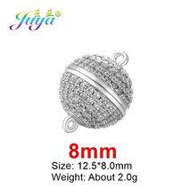 Juya-수제 비즈 쥬얼리 결과 4 가지 크기의 강한 자석 걸쇠 및 후크 여성을 위한 크리스탈 진주 팔찌 목걸이 만들기, [01] As Photo, [02] White Gold 8mm