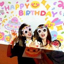 생일미니빔프로젝터 필름칩 생일 축하 빔 파티 미니빔, CU 본품X_12네모블루케이크