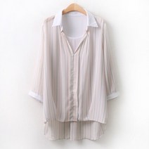 아이우먼 컬러줄코디블라우스 IR9824M104 빅사이즈