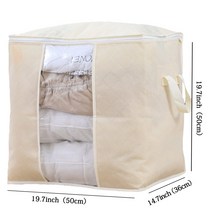 록신 가정용 저장 가방 저장 상자 퀼트 의류 분류 상자, 수납봉지, 베이지    수직 지불