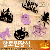 (주)파티해 할로윈 장식2 D-G - 월데코 종이등 데코 행잉 호박 LED 거미줄, D02_할로윈월데코장식(해피할로윈)-퍼플
