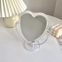 투명 하트거울 탁상거울 인테리어거울 미니거울 미디엄거울 인테리어용품 홈데코 (2color), 투명하트거울_레드