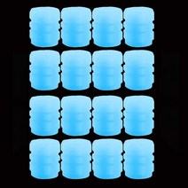 밸브캡 자동차 발광 밸브 캡 형광 녹색 파란색 밤 빛나는 오토바이 자전거 휠 스타일링 타이어 허브 야광, 12 16PCS Blue