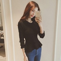 베러댓걸 여성 가을 겨울 라운드넥 골지 A라인 슬림 베이직 긴팔 니트