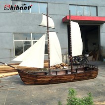 지중해인테리어 나무배 촬영소품 나룻배 통통배 여름바다인테리어 정원 야외 목선 경관용