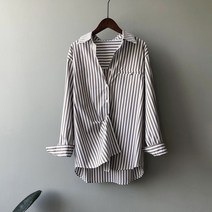아이엠몽 여성 캐주얼 스트라이프 세로줄 패턴 소프트 와이셔츠 프릿