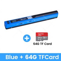 필름스캐너 포토박스필름 슬라이드 스캐너 문서 스캐너 휴대용 핸드 헬드 모바일 USB 900, 14 Blue 64G TFCard