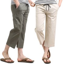 루찌 여름바지 BJ-린넨스판 밴딩 와이드8부 쿨팬츠