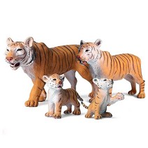 호랑이 가족 조각상 동물 장난감 인테리어 소품 조각상 개업식 수집용 사파리, Brown
