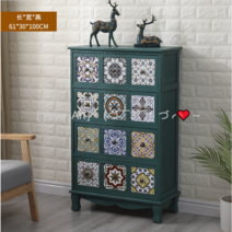 레트로 클래식 오동나무 원목 틈새 서랍장 약장스타일 인테리어 엔티크 서랍장 3단 4단 5단, 그린12