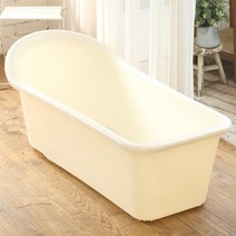 이수욕조 롱바디 이동식 반신 욕조 + 마개 + 고무발 4p 세트, 아이보리, 1세트