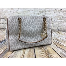 마이클 코어스 수잔나 브라운 PVC 라지 숄더 시그니처 토트 백 여성 핸드백