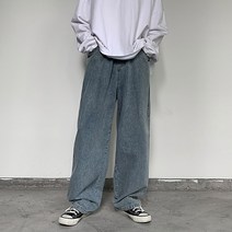 혀나몰 남자 와이드 청바지 연청 흑청 밴딩 데님 청바지