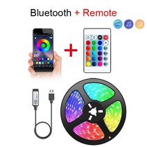테이프 블루투스 USB LED 트립 빛 5050 SMD 5V B 조명 유연 램프 리본 자체 접착 TV 데크탑 다이오, 02 1m, 01 Bluetooth IR