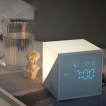 무드 취침등 LED 음성인식 타이머 알람시계, 블루