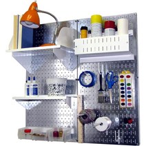 벽 제어 Pegboard 취미 공예 보관 키트검은색 및 흰색 액세서리 포함, [20] 메탈릭 페그보드 화이트 액세서리