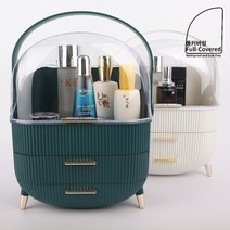 사은품증정 풀커버링 먼지없는 뚜껑있는 대용량 플레어 화장품 정리함 정리대 보관함 수납함, 플레어 화장품정리함-딥그린, 1개