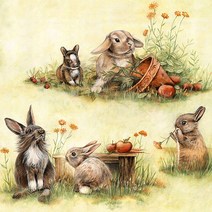 파스텔크래프트 DOMMOS 냅킨아트 2118010 Cute Rabbits 냅킨20매 33x33cm 2047, 20매입, 혼합색상