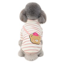 펫느 강아지옷 고양이옷 줄무늬 부끄 곰돌이 티셔츠, 핑크